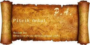 Pitrik Antal névjegykártya